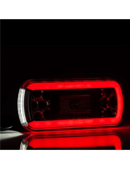 Feu arrière à LED avec câble de 1 m. FT-130, 6 fonctions 12/24 V, 220 x 100 mm