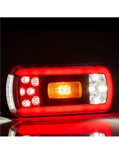 Lanterna traseira de LED com cabo de 1m. FT-130, 6 funções 12/24V, 220x100mm