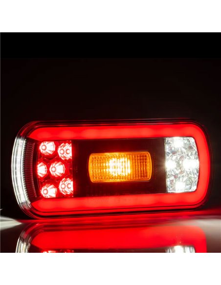Piloto trasero LED con cable 1m. FT-130, 6 Funciones 12/24V, 220×100mm