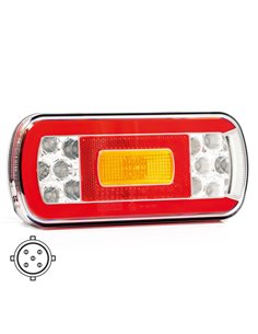 Feu arrière à LED avec connecteur bajonet 5 broches FT-130 BAJONET, 6 fonctions 12/24 V, 220 × 100 mm