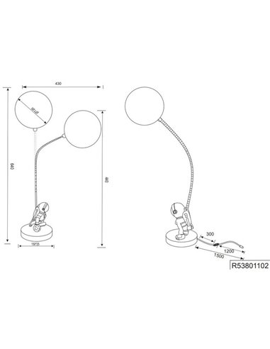 Lámpara de mesa astronauta ARM brazo articulable, intensidad regulable 1,5W 100lm 2700K IP20