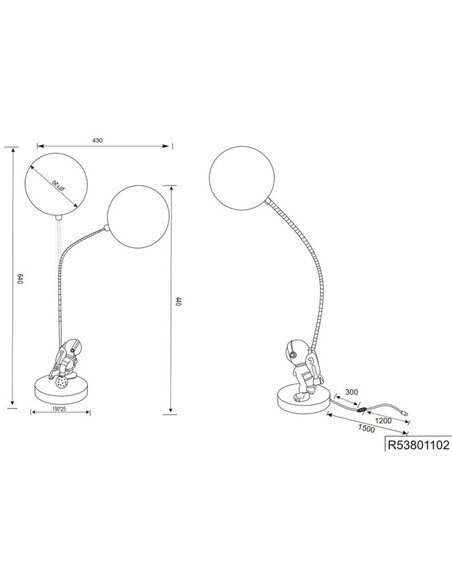 Lámpara de mesa astronauta ARM brazo articulable, intensidad regulable 1,5W 100lm 2700K IP20