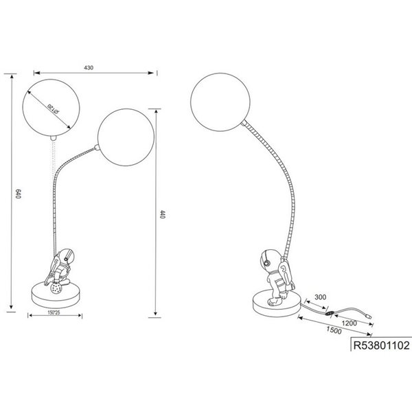 Lámpara de mesa astronauta ARM brazo articulable, intensidad regulable 1,5W 100lm 2700K IP20