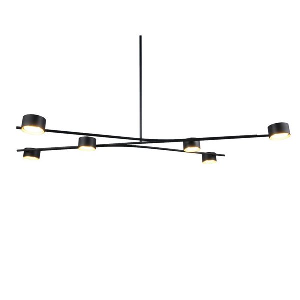 Luminária pendente ajustável CODA com 6 lâmpadas, excluindo lâmpadas GX53, máx. 10 W, IP20, preta