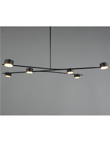 Luminária pendente ajustável CODA com 6 lâmpadas, excluindo lâmpadas GX53, máx. 10 W, IP20, preta