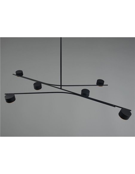 Luminária pendente ajustável CODA com 6 lâmpadas, excluindo lâmpadas GX53, máx. 10 W, IP20, preta
