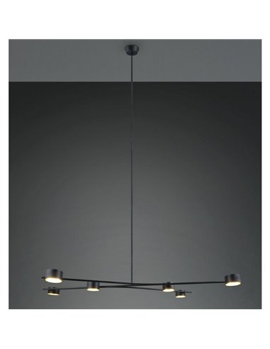 Luminária pendente ajustável CODA com 6 lâmpadas, excluindo lâmpadas GX53, máx. 10 W, IP20, preta