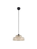 Luminária de teto ABELLA com cúpula de vidro nervurado, lâmpada excluindo 1x E27 máx. 10W Âmbar/Preto