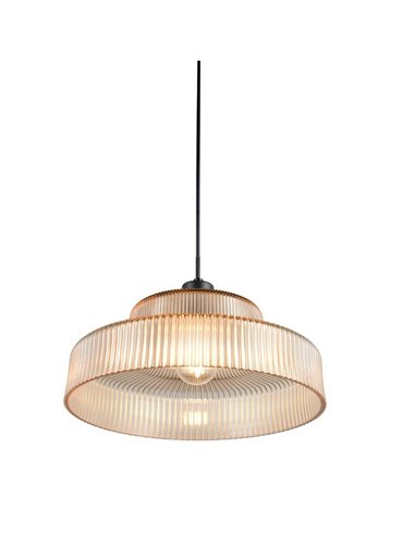 Lámpara de techo ABELLA pantalla de vidrio estriado, bombilla excl. 1x E27 max. 10W Ámbar/Negro