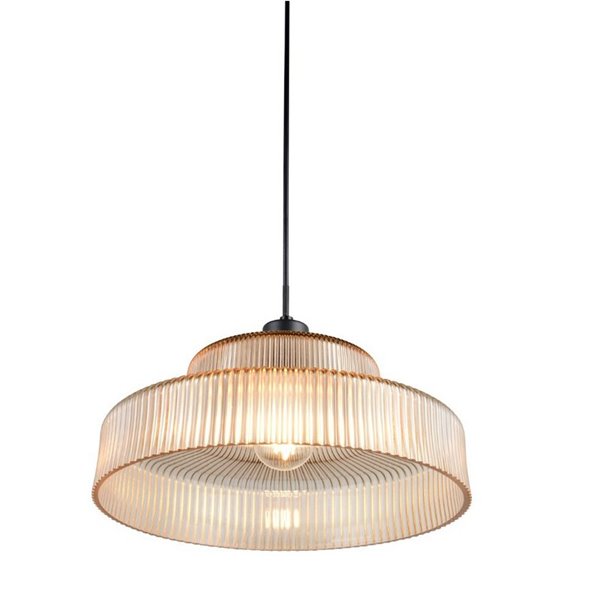 Lámpara de techo ABELLA pantalla de vidrio estriado, bombilla excl. 1x E27 max. 10W Ámbar/Negro