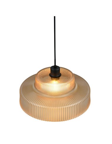 Lámpara de techo ABELLA pantalla de vidrio estriado, bombilla excl. 1x E27 max. 10W Ámbar/Negro