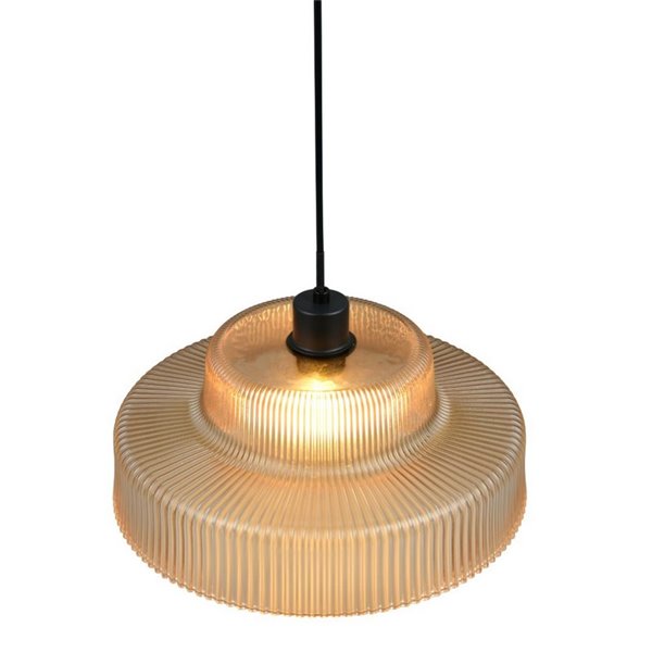 Lámpara de techo ABELLA pantalla de vidrio estriado, bombilla excl. 1x E27 max. 10W Ámbar/Negro