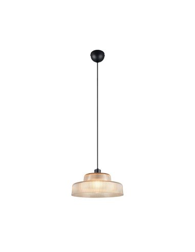 Lámpara de techo ABELLA pantalla de vidrio estriado, bombilla excl. 1x E27 max. 10W Ámbar/Negro