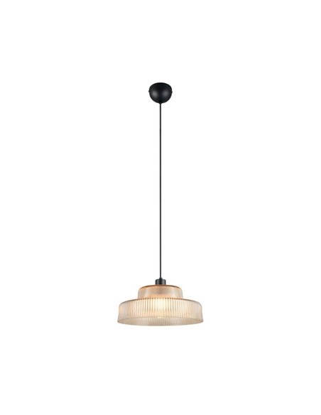 Lámpara de techo ABELLA pantalla de vidrio estriado, bombilla excl. 1x E27 max. 10W Ámbar/Negro