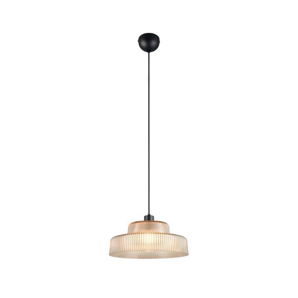 Lámpara de techo ABELLA pantalla de vidrio estriado, bombilla excl. 1x E27 max. 10W Ámbar/Negro