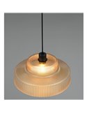 Luminária de teto ABELLA com cúpula de vidro nervurado, lâmpada excluindo 1x E27 máx. 10W Âmbar/Preto