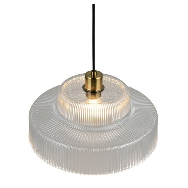 Plafonnier ABELLA avec abat-jour en verre transparent strié, ampoule non incluse : 1 x E27 max. 10 W IP20