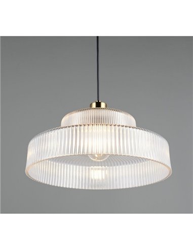 Plafonnier ABELLA avec abat-jour en verre transparent strié, ampoule non incluse : 1 x E27 max. 10 W IP20