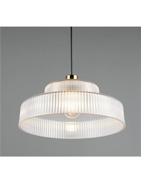 Plafonnier ABELLA avec abat-jour en verre transparent strié, ampoule non incluse : 1 x E27 max. 10 W IP20