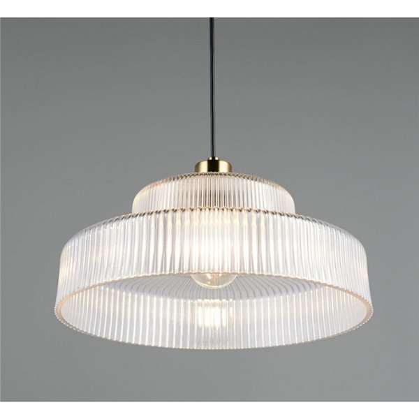 Plafonnier ABELLA avec abat-jour en verre transparent strié, ampoule non incluse : 1 x E27 max. 10 W IP20