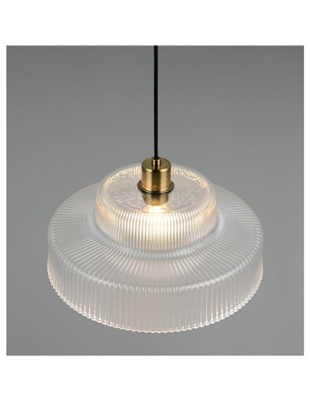 Plafonnier ABELLA avec abat-jour en verre transparent strié, ampoule non incluse : 1 x E27 max. 10 W IP20