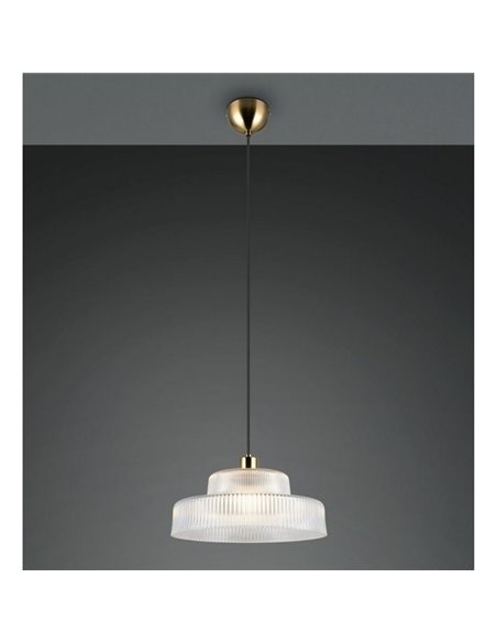 Plafonnier ABELLA avec abat-jour en verre transparent strié, ampoule non incluse : 1 x E27 max. 10 W IP20