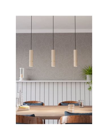 Luminária pendente LED CAMINIA elegante de 3 luzes, latão areia e escovado, 3xGU10, 3000K