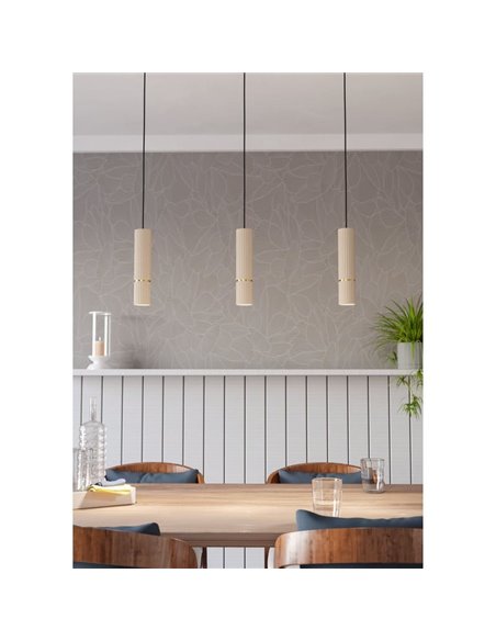 Suspension LED élégante CAMINIA à 3 lumières, sable et laiton brossé, 3xGU10, 3000K