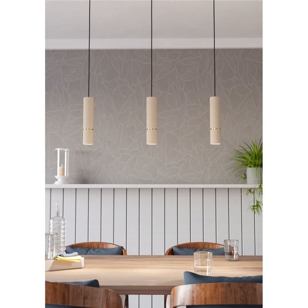 Luminária pendente LED CAMINIA elegante de 3 luzes, latão areia e escovado, 3xGU10, 3000K