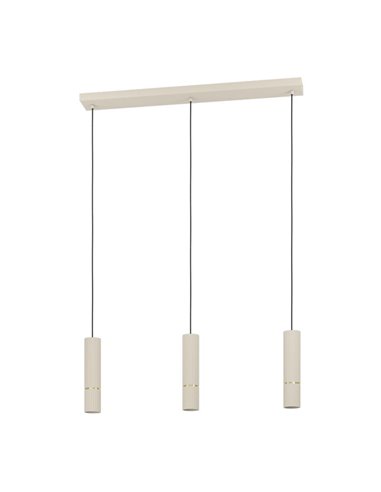 Lámpara colgante estilosa 3 luces LED CAMINIA, arena y latón cepillado, 3XGU10, 3000K