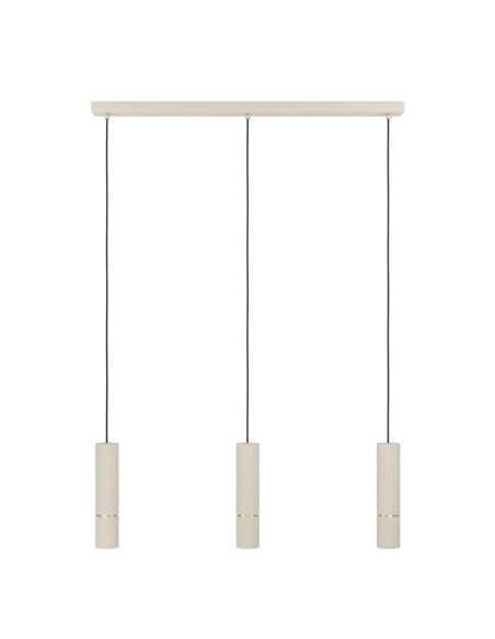 Lámpara colgante estilosa 3 luces LED CAMINIA, arena y latón cepillado, 3XGU10, 3000K