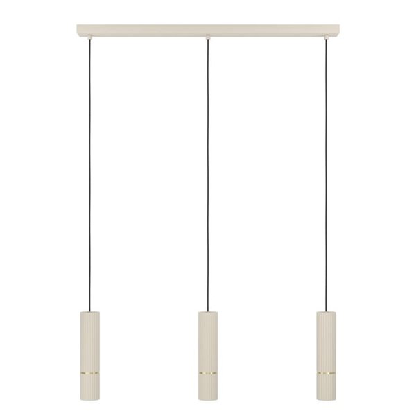 Lámpara colgante estilosa 3 luces LED CAMINIA, arena y latón cepillado, 3XGU10, 3000K