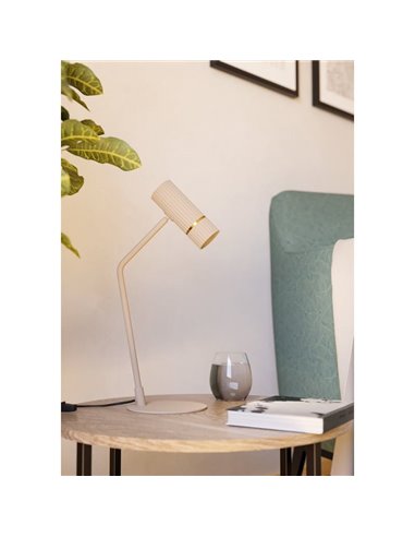 Lámpara de mesa con estilo CAMINIA, arena y latón cepillado, GU10 incluido 4,7W, 3000K