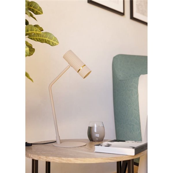 Lámpara de mesa con estilo CAMINIA, arena y latón cepillado, GU10 incluido 4,7W, 3000K