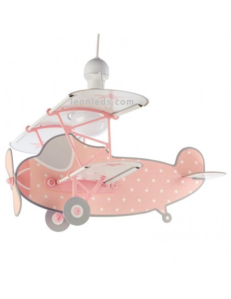 Lámpara Avión Infantil de Techo con forma de Avión Rosa de la serie Stars con estrellas 54212S | LeonLeds Iluminación