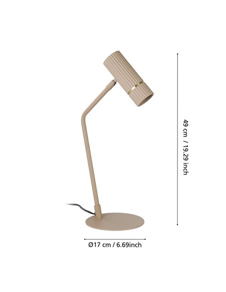 Lampe de table élégante CAMINIA, sable et laiton brossé, GU10 incluse, 4,7 W, 3000 K