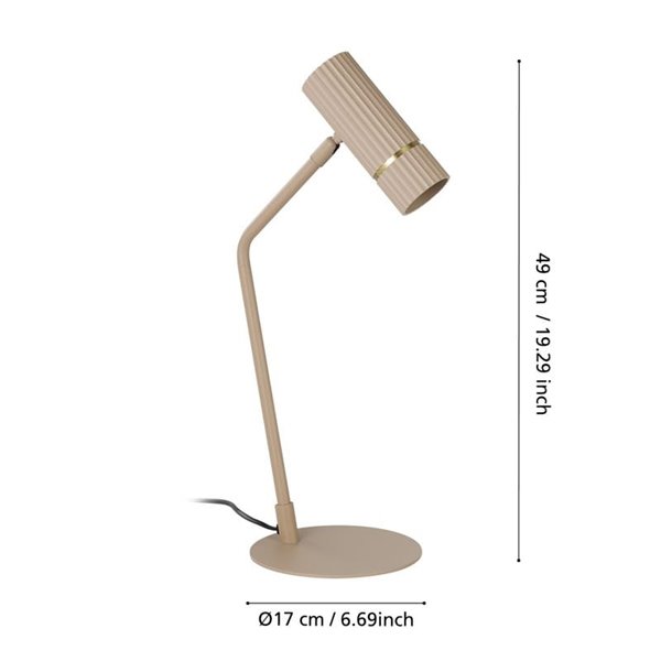 Lámpara de mesa con estilo CAMINIA, arena y latón cepillado, GU10 incluido 4,7W, 3000K
