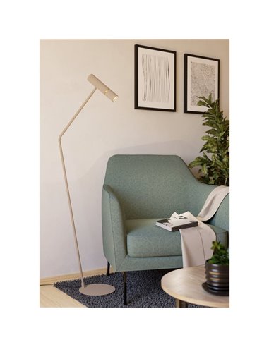 Luminária de chão moderna com silhueta fina CAMINIA, latão areia e escovado, GU10