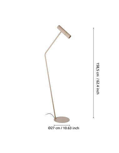 Luminária de chão moderna com silhueta fina CAMINIA, latão areia e escovado, GU10