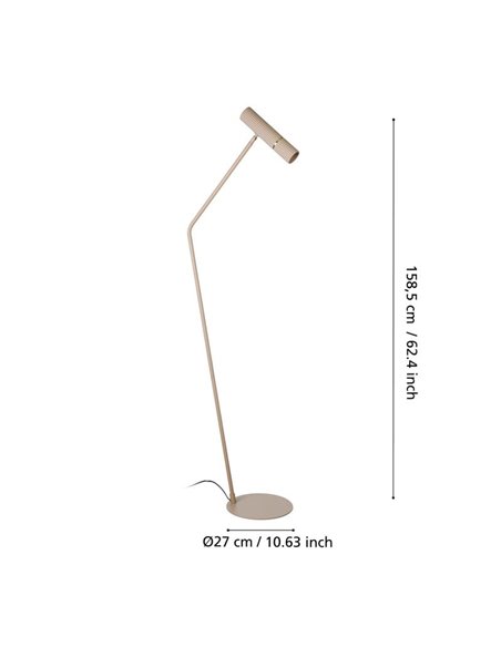 Luminária de chão moderna com silhueta fina CAMINIA, latão areia e escovado, GU10