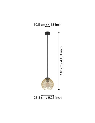 Suspension ronde Ø235mm avec fil doré VENEZUELA, E27 (non incl.)