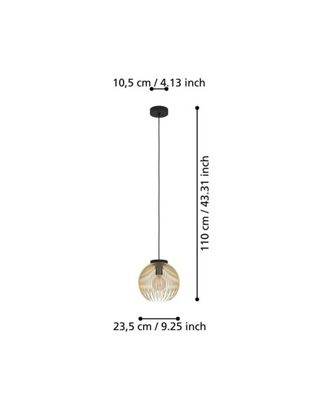 Lámpara de techo colgante redonda Ø235mm con alambre dorado VENEZUELA, E27 (no incl.)