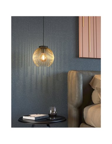 Luminária pendente redonda Ø235mm com fio dourado VENEZUELA, E27 (não incl.)