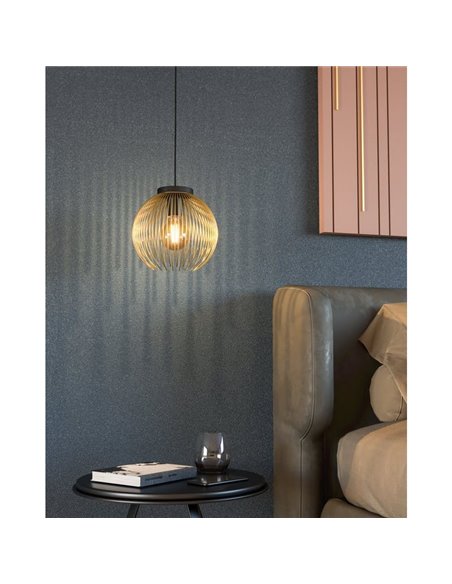 Luminária pendente redonda Ø235mm com fio dourado VENEZUELA, E27 (não incl.)