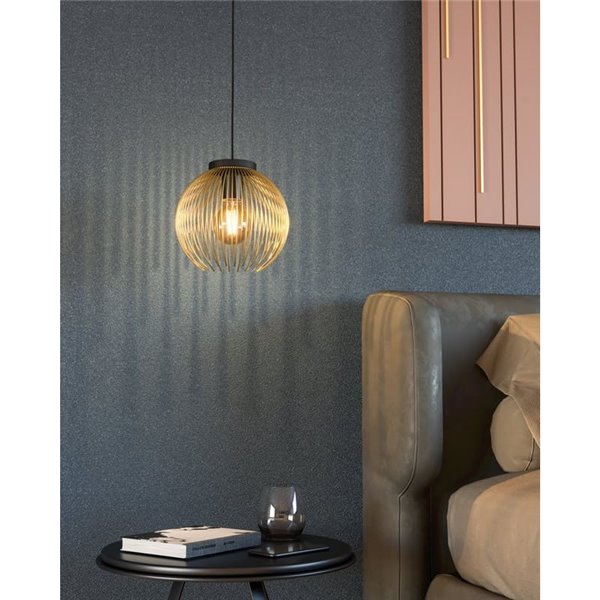 Lámpara de techo colgante redonda Ø235mm con alambre dorado VENEZUELA, E27 (no incl.)