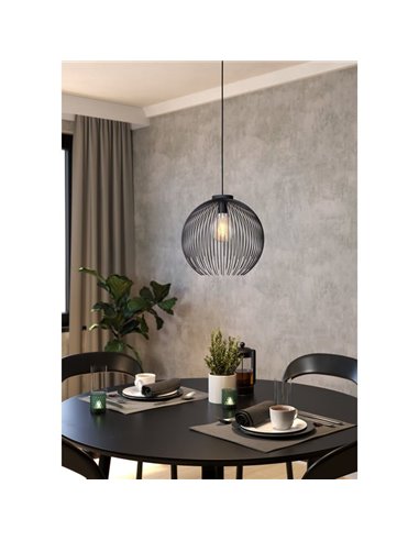 Lámpara negra colgante grande Ø400mm 1 luz VENEZUELA, E27 (no incl.)