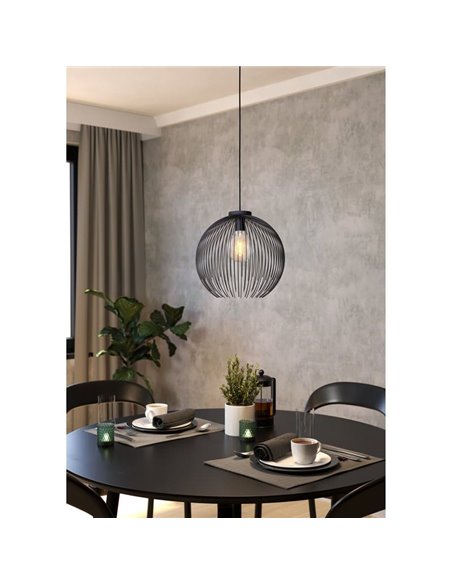 Lámpara negra colgante grande Ø400mm 1 luz VENEZUELA, E27 (no incl.)
