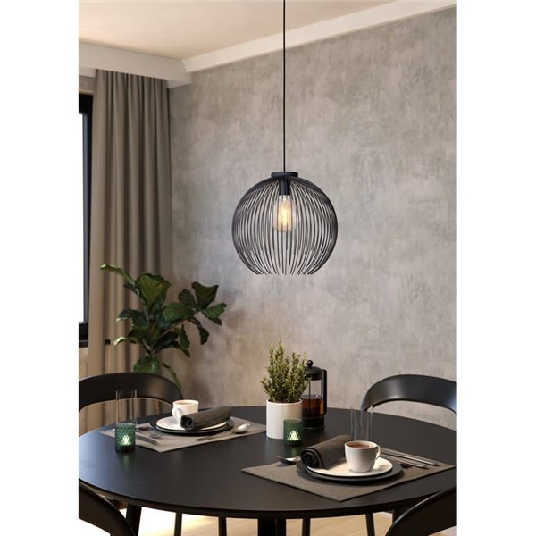 Grande suspension noire Ø400mm 1 lumière VENEZUELA, E27 (non incl.)