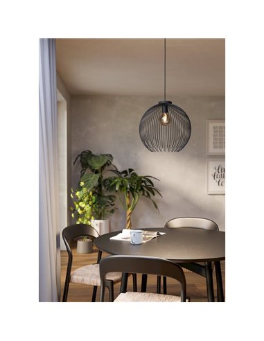 Lámpara negra colgante grande Ø400mm 1 luz VENEZUELA, E27 (no incl.)