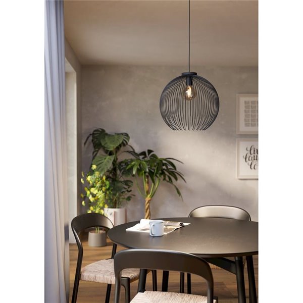 Grande suspension noire Ø400mm 1 lumière VENEZUELA, E27 (non incl.)